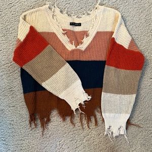 CROP COLOR BLOCK SWEATER
